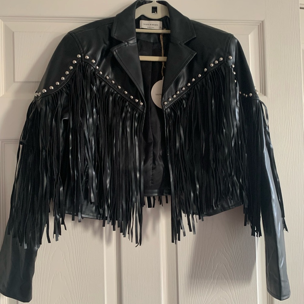Black Jacket with Fringe and Studs